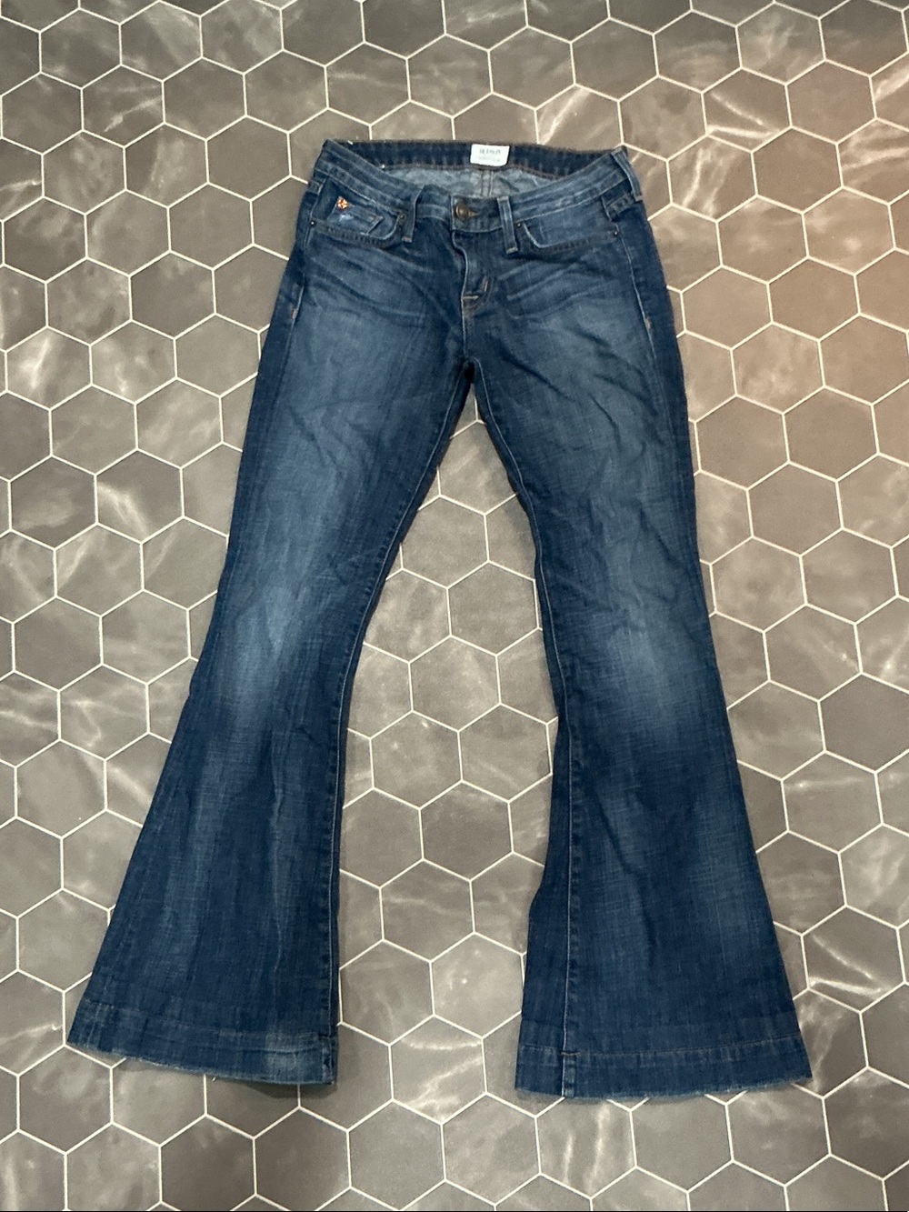 Hudson Jeans Dark Blue Flare Wide-Leg Denim